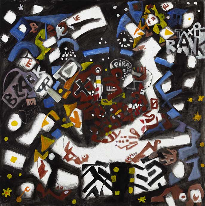 Wonga Mancoba, Untitled (Taxi rank), 2009, Offset on canvas 80 x 80cm © STEVENSON