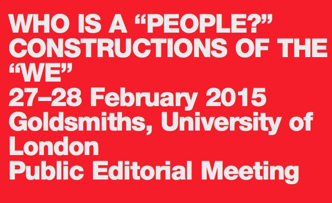 Who is a "People?" Constructions of the "We" – FORMER WEST Public Editorial Meeting