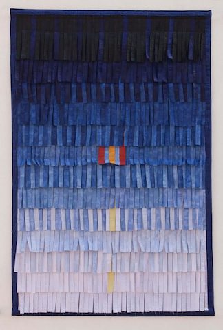 Composition: No.15 (Bleu-Jaune) 2014. Textile 206x134 cm