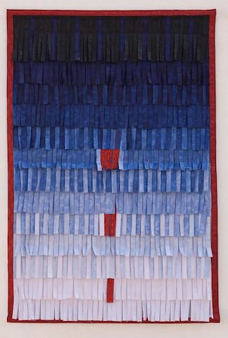 Composition: No.16 (Bleu Rouge) 2014. Textile 206x136 cm  © Abdoulaye Konaté