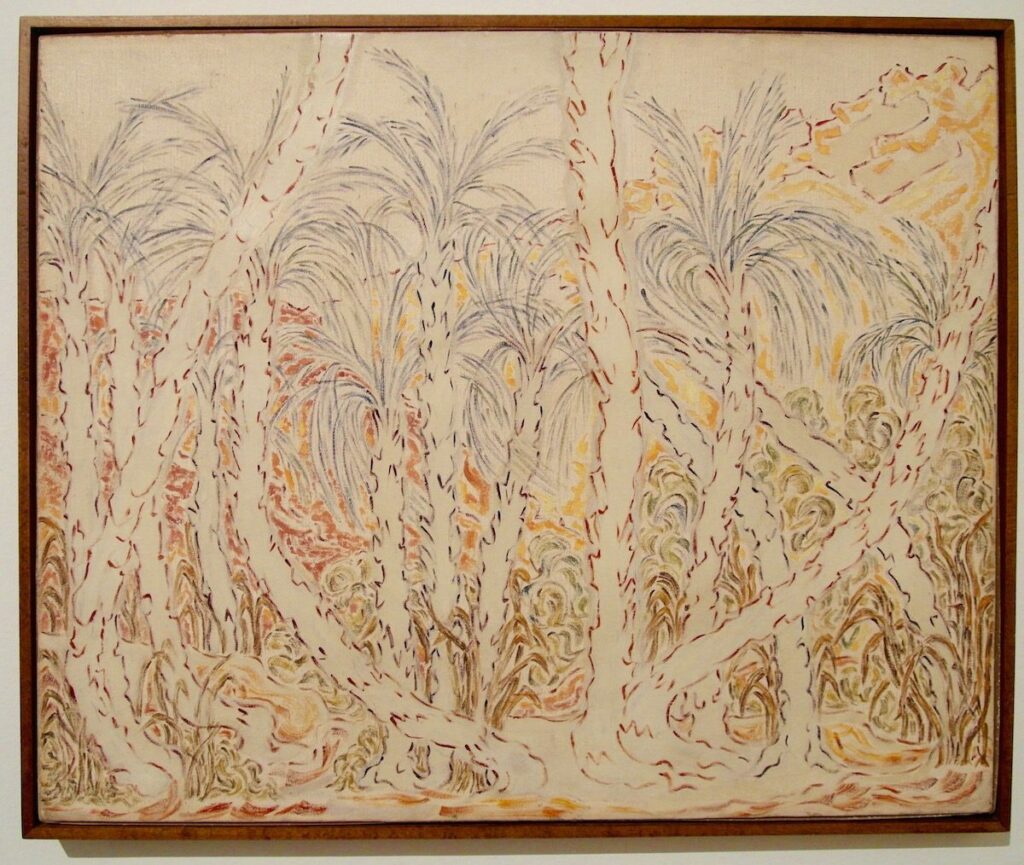 Egyptian painter Inji Efflatoun's undated oil on canvas titled Palm Trees SAM5271