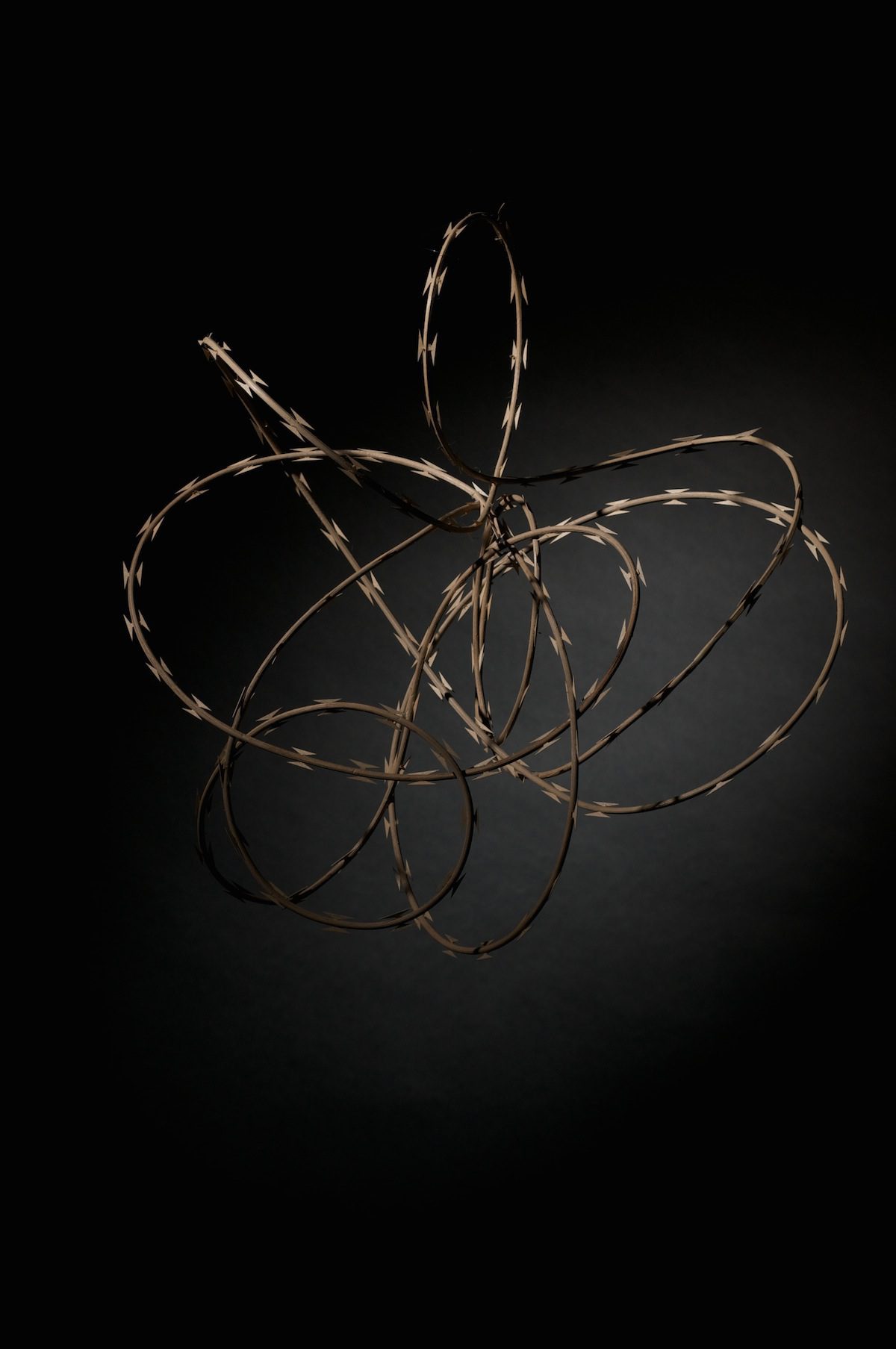 Broken English, Rowan Smith, Untitled (Rozor Wire), 2013, Cane and maple veneer, 110 x 60 x 70 cm, Copyright the Artist, Courtesy Tyburn Gallery