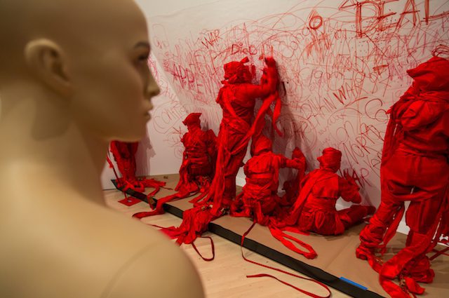 Jelili Atiku, Red Day (In the Red Series #17), 2015. Performance at the Eli and Edythe Broad Art Museum at Michigan State University, November 7, 2015. Photo: Aaron Word