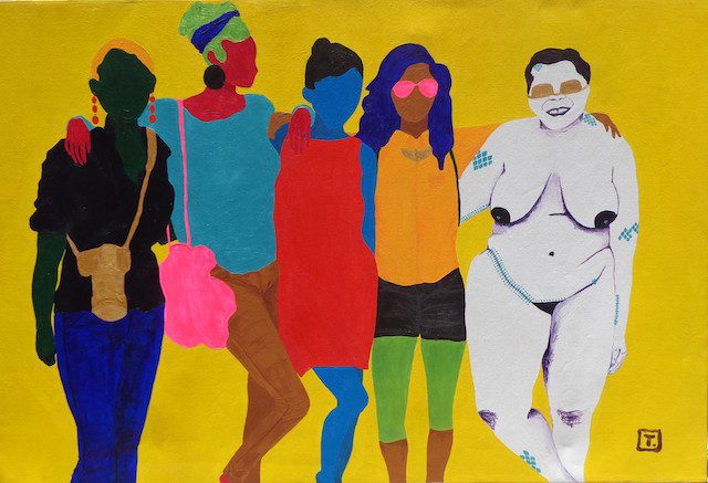 Tessa Mars. Self-Portrait with new friends, 2015. Acrylic on canvas. Courtesy of the artist