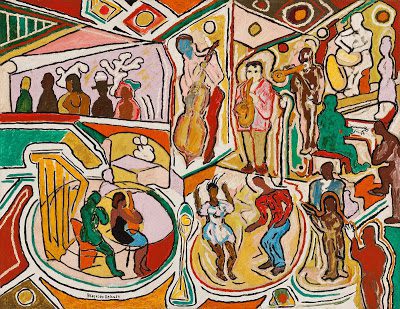 Untitled (Jazz Club) (c.1950) Oil on canvas signed lower left: Beauford Delaney Image courtesy of Michael Rosenfeld Gallery © Estate of Beauford Delaney by permission of Derek L. Spratley, Esquire, Court Appointed Administrator