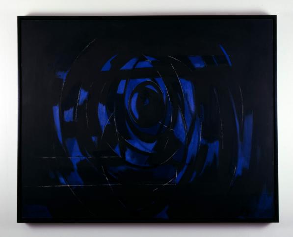 Norman Lewis, Blue and Boogie, 1974, Oil on canvas, 44 1/4 x 56 inches (112.4 x 142.24 cm), The Studio Museum in Harlem; gift of the Estate of Norman Lewis 1981.1.1 © Estate of Norman W. Lewis; Courtesy of Michael Rosenfeld Gallery LLC, New York, NY, Photo: Marc Bernier