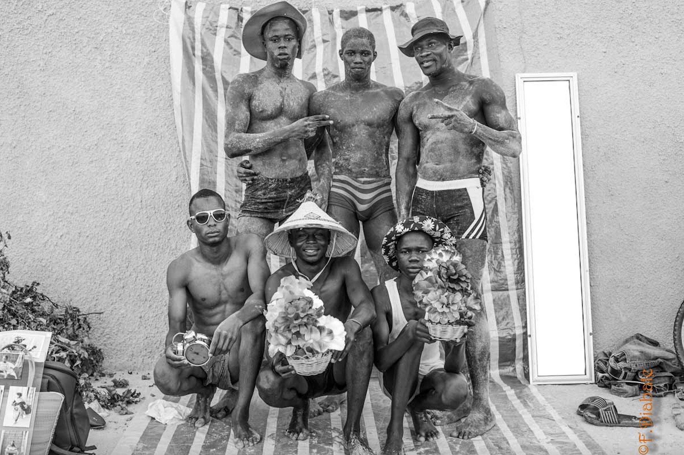 Fatoumata Diabate, Groupe de lutteurs, Somone, Senegal, 2013, from the series Studio Photo de la Rue. Courtesy the artist. 