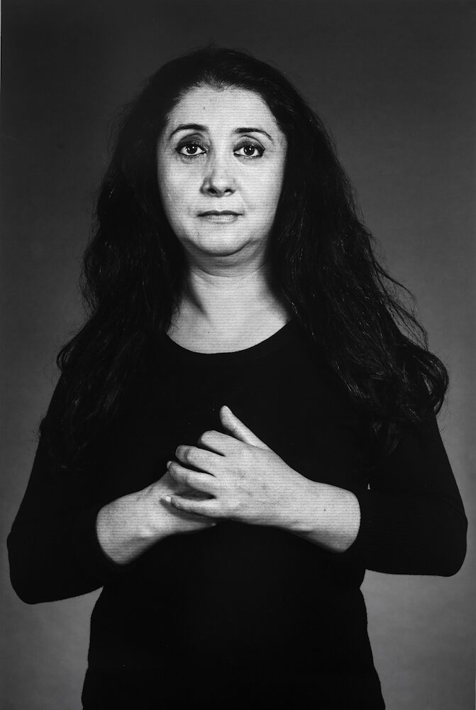 Shirin Neshat, “Ilgara” (detail), from “The Home of My Eyes” series, 2015, Silver Gelatin Print and Ink, 152.4 x 101.6cm (40 x 60 in), Courtesy Written Art Foundation, Frankfurt am Main, Germany
