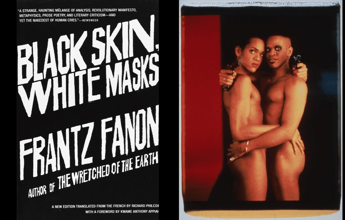 (left) Cover of Frantz Fanon, Black Skin, White Masks (right) Lyle Ashton Harris, Brotherhood, Crossroads and Etcetera #3 [in collaboration with Thomas Allen Harris], 1994. Courtesy the artist. 
