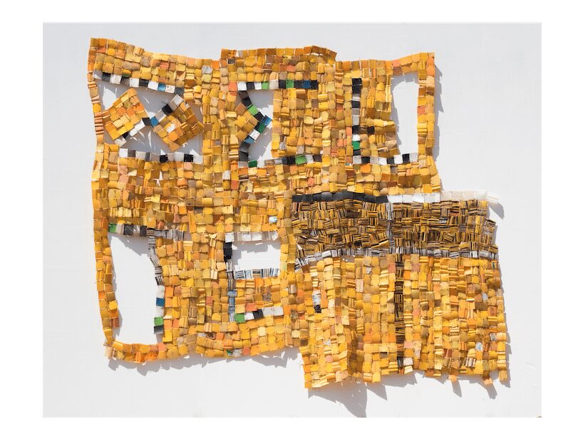 Serge Attukwei Clottey, Getting examined (2018). Image courtesy of the artist and Gallery 1957, Accra. Gallery 1957 are exhibiting at UNTITLED, Miami Beach with work from Serge Attukwei Clottey, 5-9 December 2018