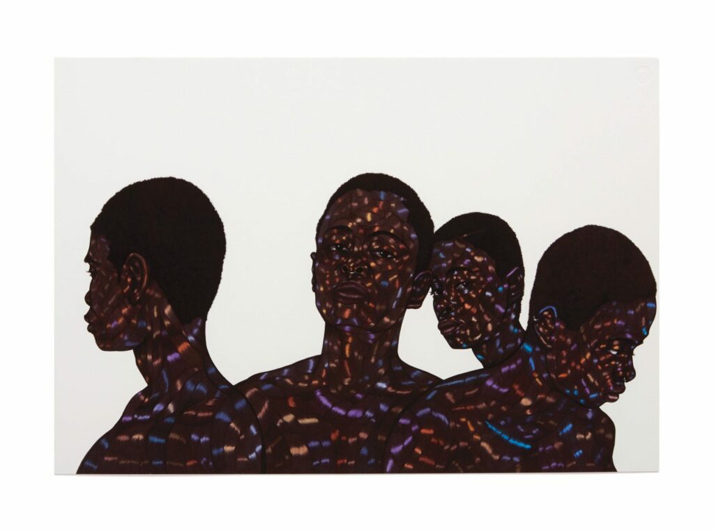 Toyin Ojih Odutola, My Country Has No Name, 2013. Pen ink and marker on board. © TOYIN OJIH ODUTOLA. Courtesy of the artist and Jack Shainman Gallery, New York. The Joyner/Giuffrida Collection.
