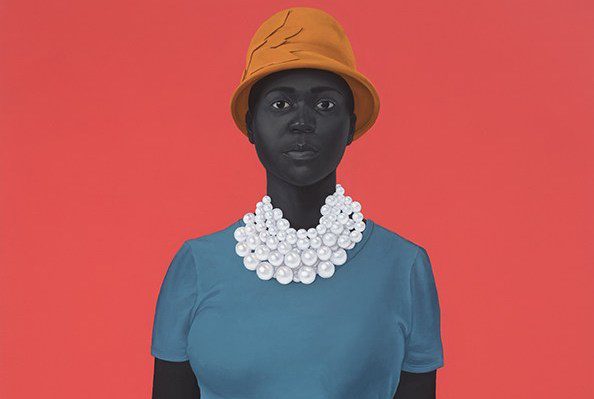 Amy Sherald She had an inside and an outside now and suddenly she knew how not to mix them, 2018. Oil on canvas. 54 x 43 inches. Courtesy the artist and Monique Meloche Gallery, Chicago