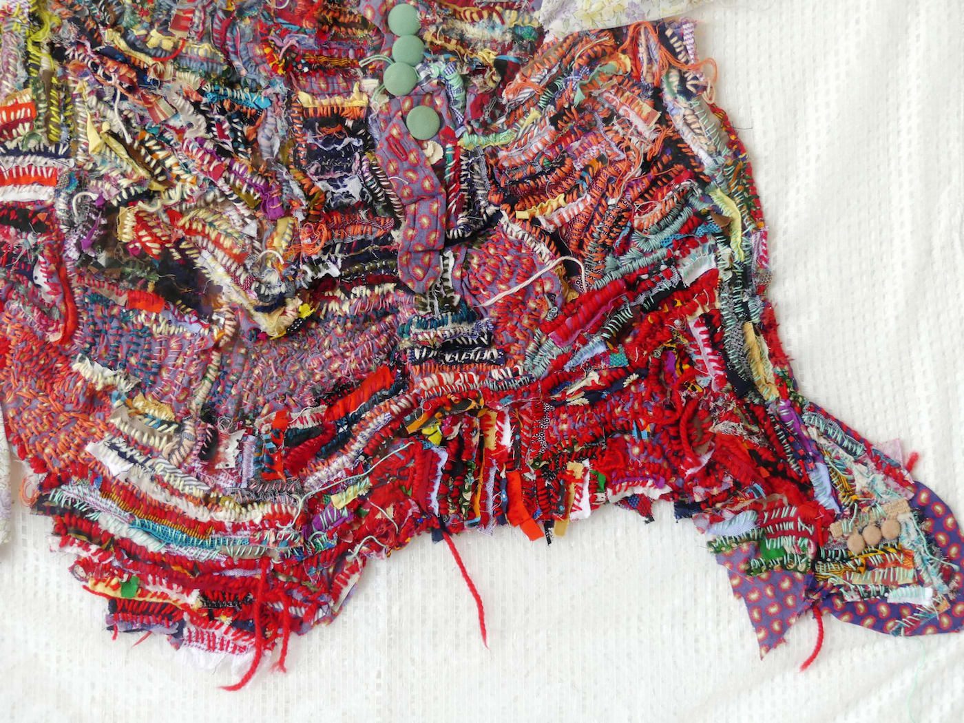 Georgina Maxim, Ma Mére II (Detail), 2018. Mixed media textile. Copyright the artist and Sulger-Beul Gallery.
