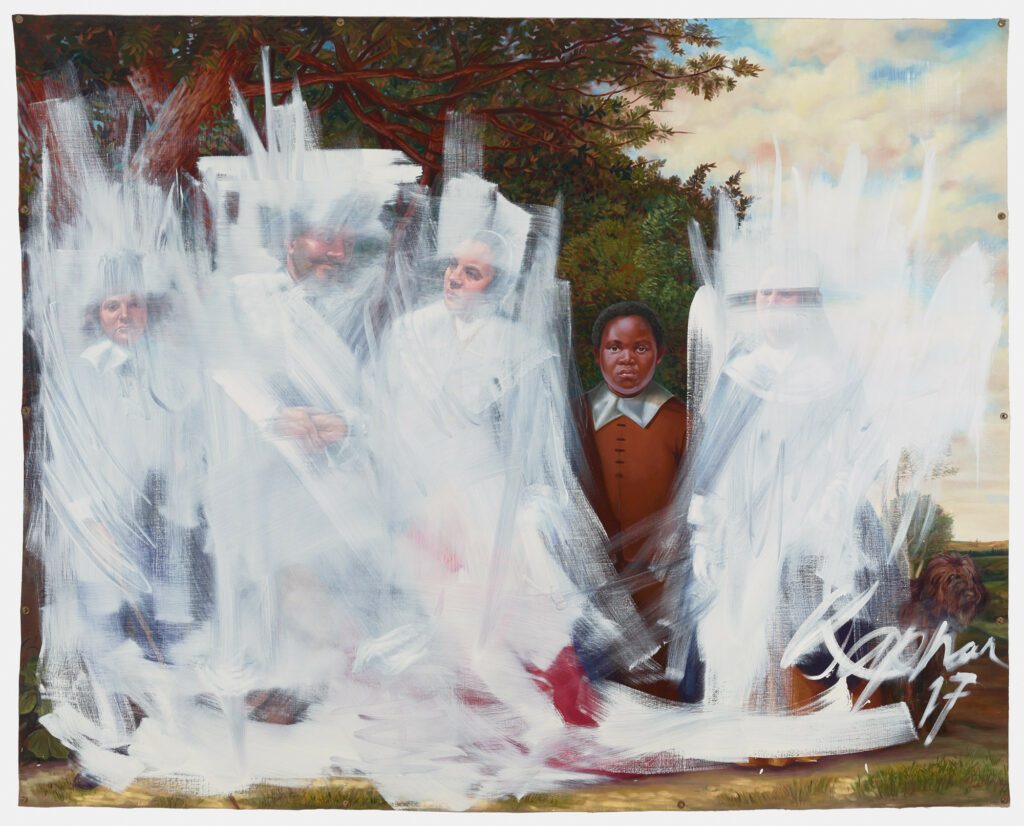 Titus Kaphar (American, born 1976). Shifting the Gaze, 2017. Oil on canvas, 83 × 1031/4 in. (210.8 × 262.3 cm). Brooklyn Museum, William K. Jacobs Jr., Fund, 2017.34. © Titus Kaphar. (Photo: Courtesy of Jack Shainman Gallery)