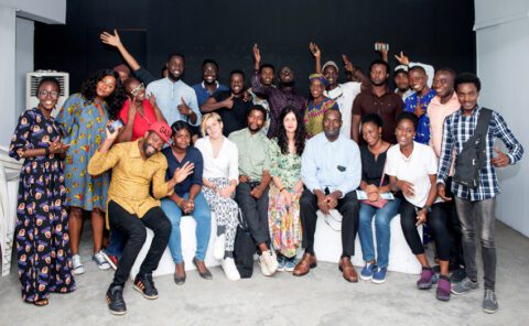 Workshop participants with founding members Eva Maria Ocherbauer and Sylvester Okwunodo Ogbechie in July 2019