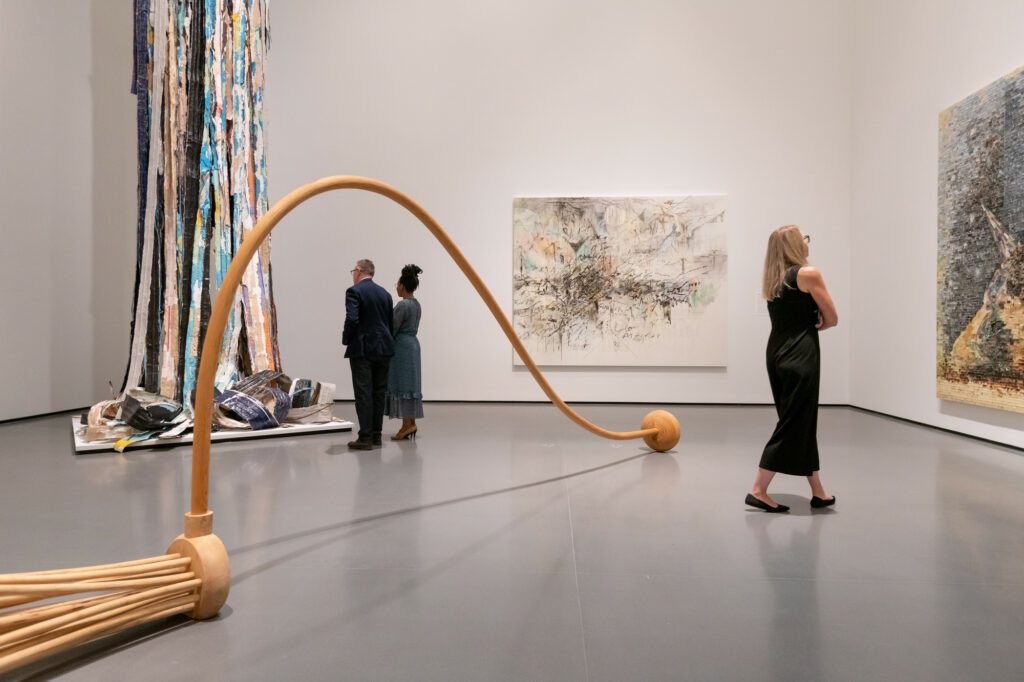 Works by Mark Bradford, Julie Mehretu, Martin Puryear, and Jack Whitten on view in Generations: A History of Black Abstract Art. Photo: Maximilian Franz. 