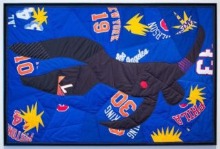 Hank Willis Thomas, Icarus (2016), Quilt, 56 1/2 x 85 1/4 X 2 in. © Hank Willis Thomas. Courtesy of the artist and Jack Shainman Gallery, New York