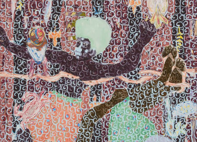 Kassou Seydou, Les richesses de Je-ne-sais-où (Detail), 2019 Acrylic on canvas, 150 x 130cm