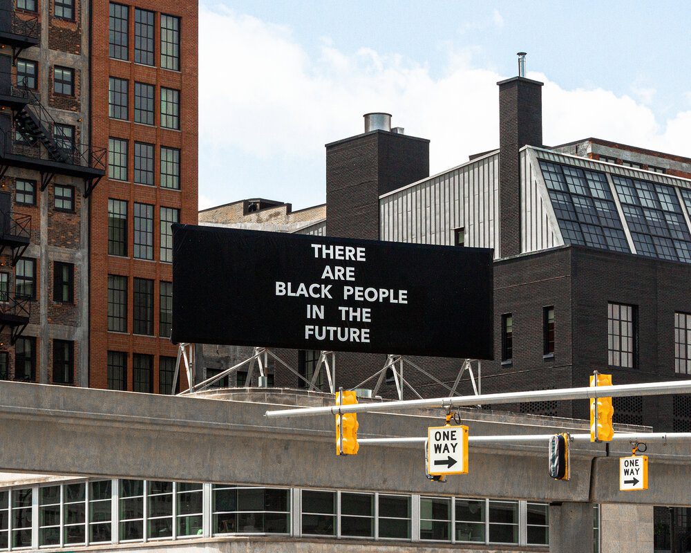 Alisha B. Wormsley, There Are Black People in the Future. Part of Manifest Destiny, curated by Ingrid LaFleur. Image by Alessandra Ferrara, Courtesy of Library Street Collective, Detroit.