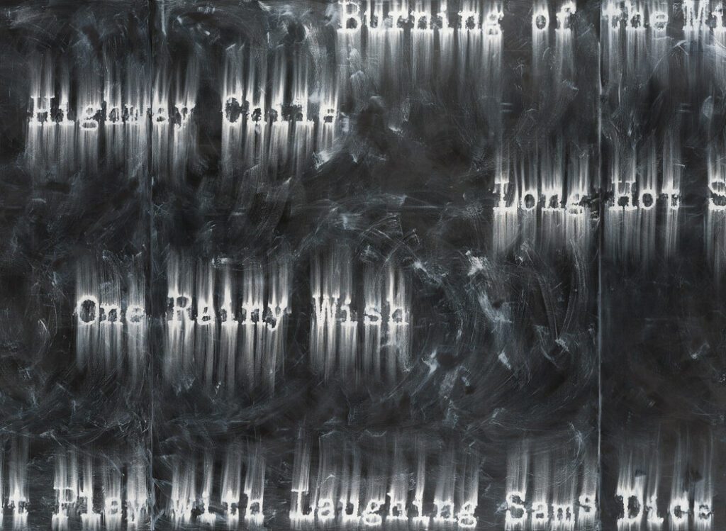 Gary Simmons, B Sides (detail), 2021. Chalk paint, cold wax, and oil on canvas. Courtesy of the artist.