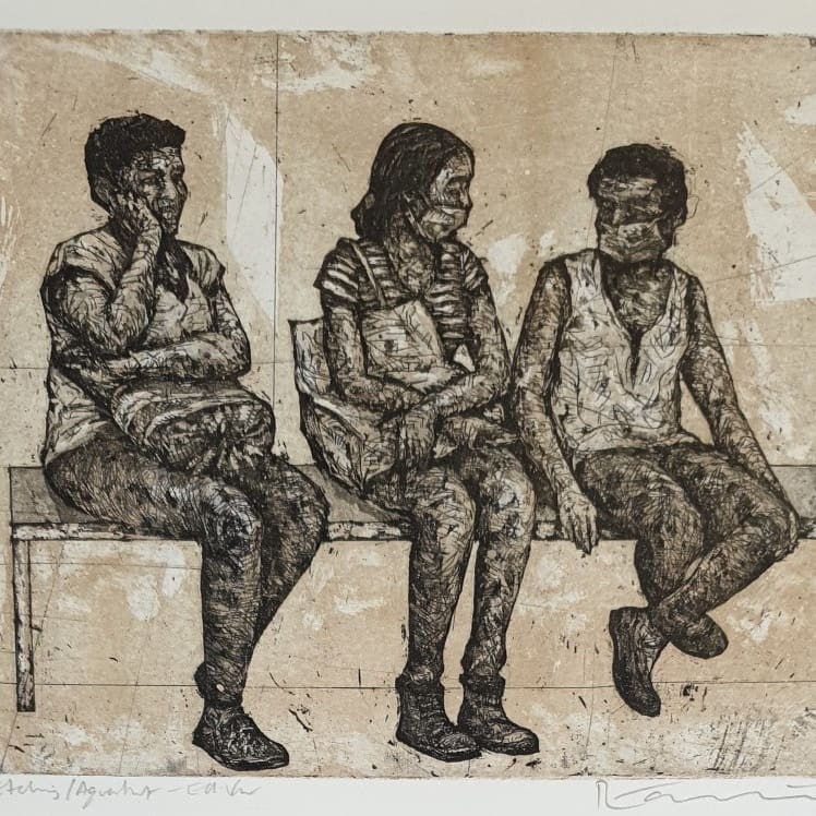 Peterson Kamwathi, Untitled, colour aquatint etching on paper. Courtesy of One Off Gallery