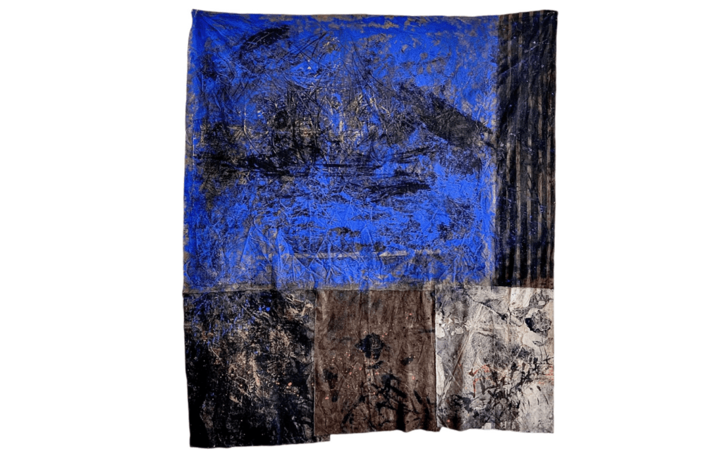 René Tavares, Blue and rose, 2020. Mixed media on canvas. Courtesy This is Not A White Cube Gallery