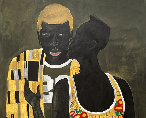 John Madu, The Kiss (Detail), 2021. Acrylic on canvas, 121 x 121 cm. Courtesy the artist 