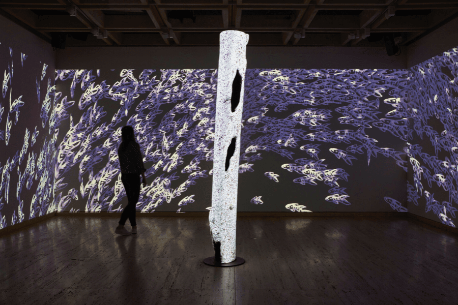 The Mulka Project, Watami Manikay (Song of the Winds), 2020. Installation view, the 22nd Biennale of Sydney, Art Gallery of New South Wales, 2020. Commissioned by the Biennale of Sydney. Photo: Zan Wimberley.
