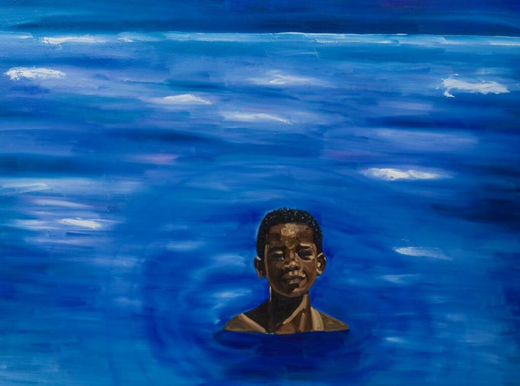 Jerrell Gibbs, C Note (Detail), 2021, Oil on canvas. Courtesy of Mariane Ibrahim.
