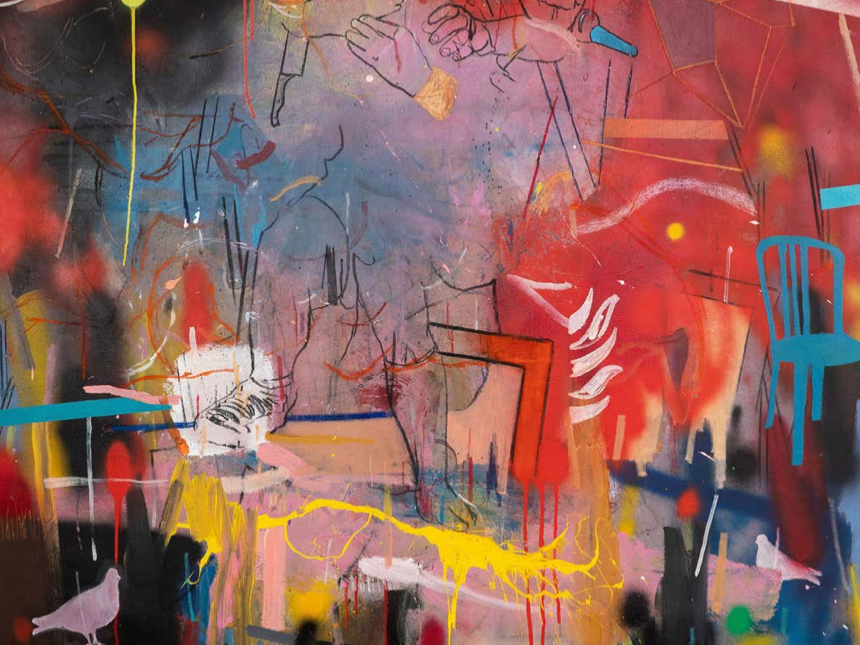  Thameur Mejri, UNTITLED (ON/OFF), Detail, 2019. Mixed Media on Canvas 160 x 140 cm