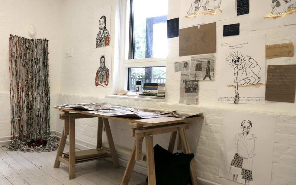 Mulenga Jestina Mulenga's Studio at Gasworks, 2019.