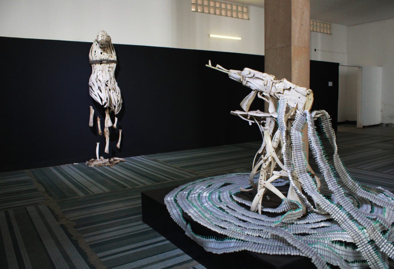 Obinna Makata, Installation View at the 14th Dakar Biennale, 2022. Photo: Roseline Olang' Odhiambo