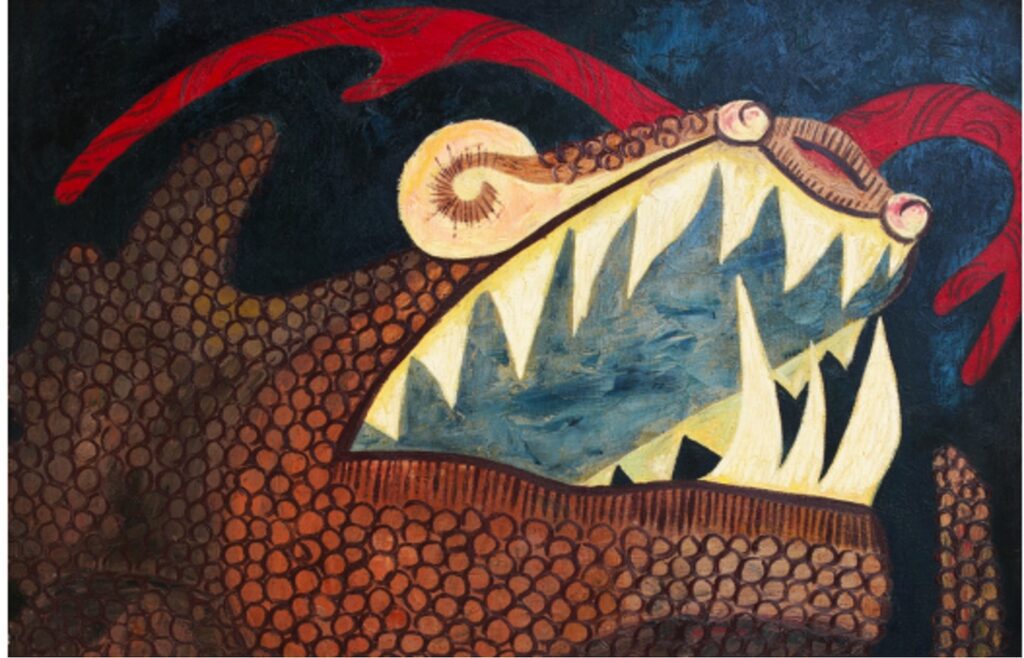 Uche Okeke. Primeval Beast (Fabled Brut). Detail. 1961.