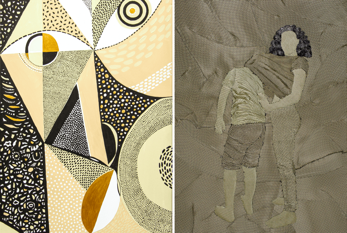 (Left) Yvonne Vacha, Detail. (right) Natalie Perkof, Detail. Courtesy the artists.
