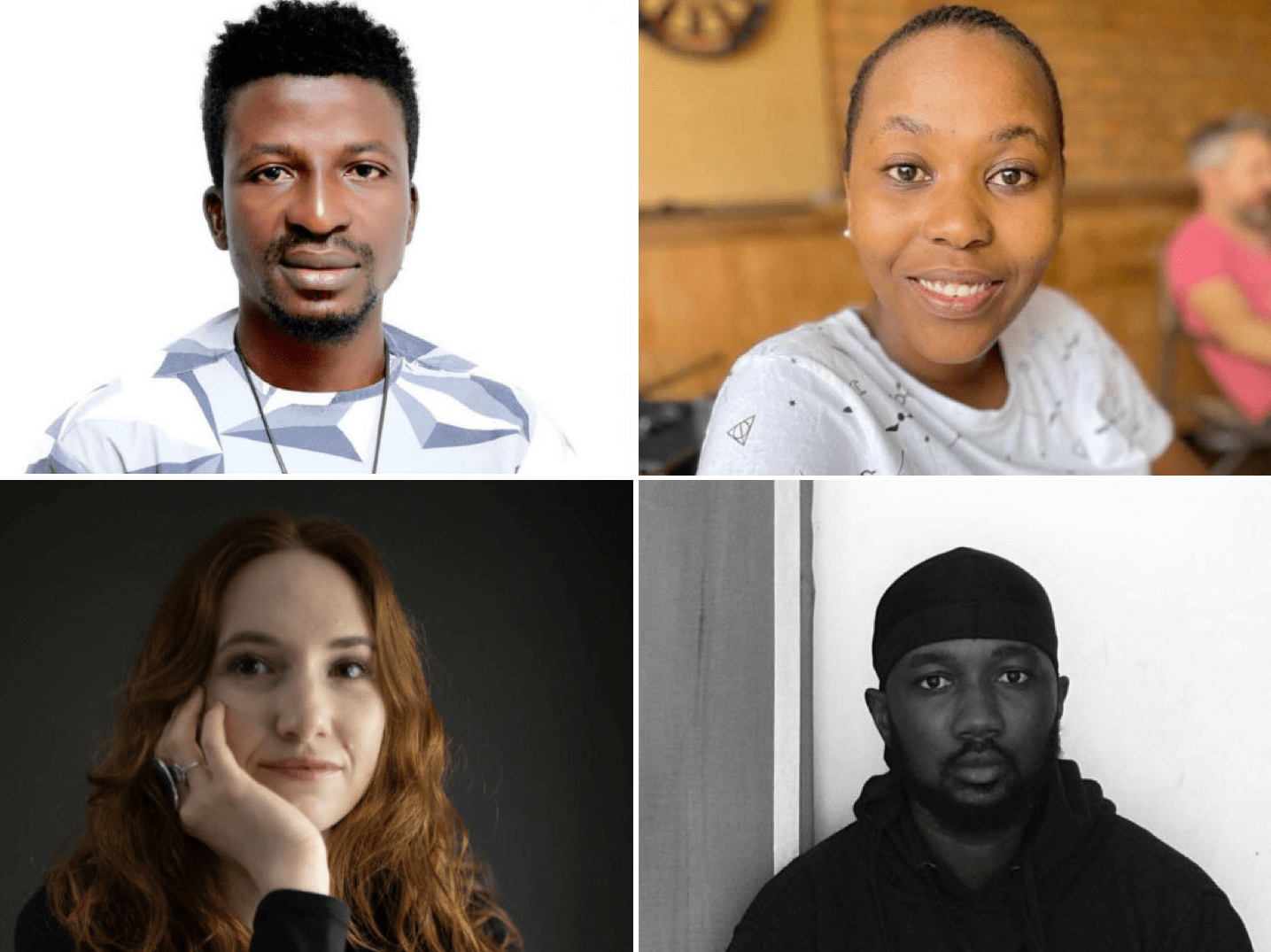 (Clockwise): Taofeek Badru (Nigeria), Malebogo Naticia Molokoane (South Africa), Chelsea Selvan (South Africa) and Gandor Collins (Ghana). All images courtesy of Absa.
