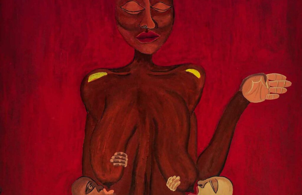 Ana “Yak” Machava, Sem título (Untitled), 2022. Acrylic on canvas, 80 x 120cm.