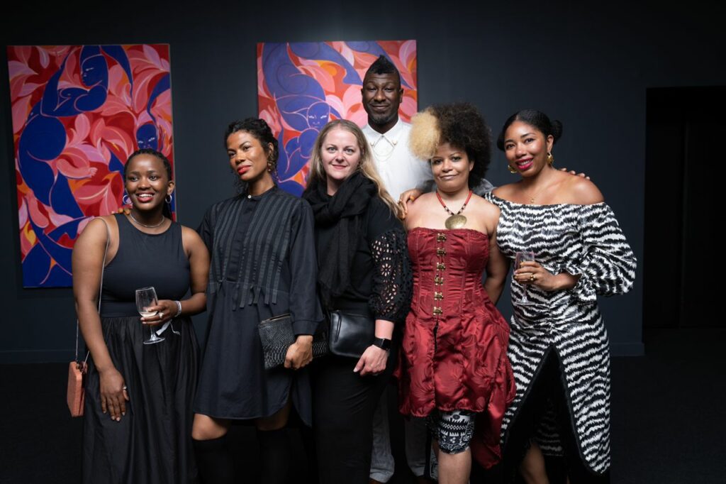Mbali Dhlamini, Zohra Opoku, Heather Jones, Kambui Olujimi, Ytasha Womack, and Grace Lynne Haynes at the opening of 