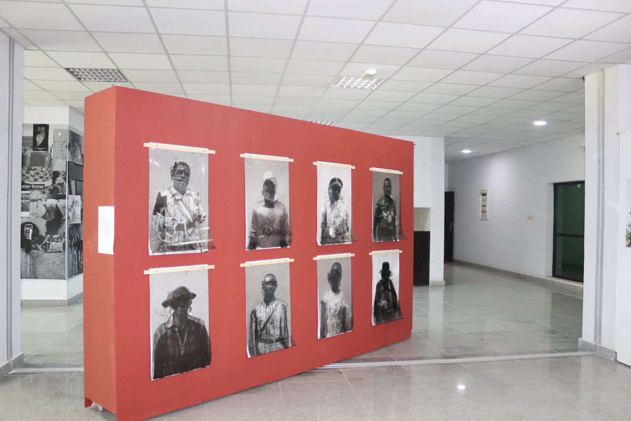 Installation shot of Two Lives Tchiloli, 2012 by René Tavares. Photo by Annie-Marie Akussah