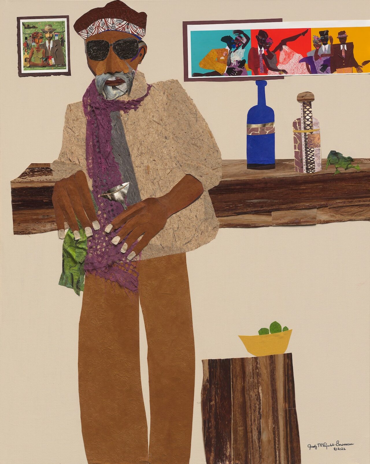 Judy Bowman, Chillin' At The Armory Show, 2022. Mixed media collage on canvas 60 x 48 in 152.4 x 121.9 cm. Image courtesy the artist and
Museum of Contemporary Art Detroit
