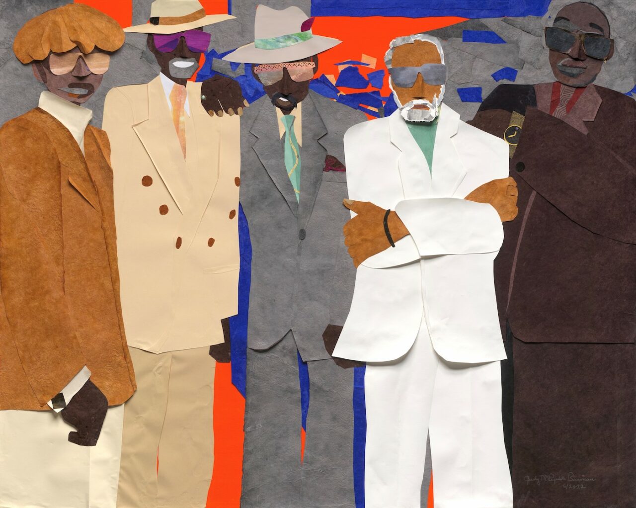 Judy Bowman, Detroit Swagger, 2022. Mixed media
collage on canvas48 x 60 in 121.9 x
152.4 cm. Image courtesy the artist
and Museum of Contemporary Art Detroit