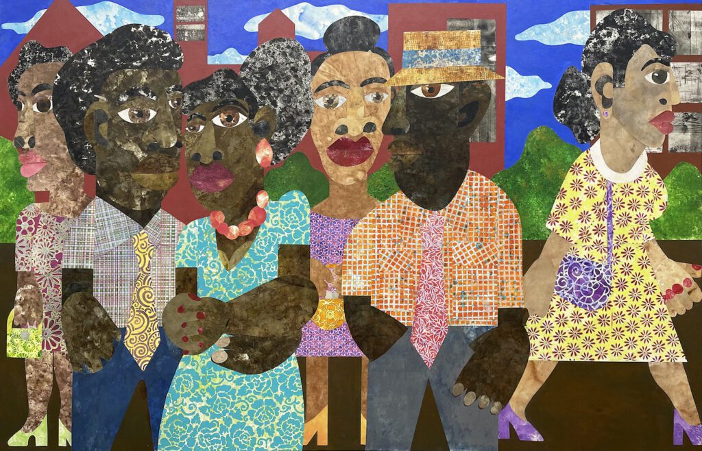Evita Tezeno
The Rhythm of Street Life, 2023
Mixed media collage and acrylic on canvas
48 x 72 x 1.5 in 