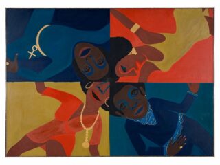 Faith Ringgold (b. 1930, New York, NY), Black Light Series #12: Party Time, 1969. Oil on canvas; 59 3/4 × 85 1/2 in. (152 × 217 cm). Glenstone Museum, Potomac, Maryland. © 2023 Faith Ringgold / Artists Rights Society (ARS), New York. Courtesy ACA Galleries, New York. Photo: Ron Amstutz.
