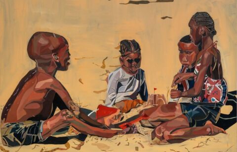 Work featured: Joy Labinjo, 'Sandcastle', 2023 Oil on canvas | 180 x 200 cm | 70 7/8 x 78 3/4 in