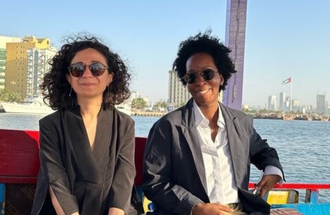 Angela Harutyunyan (left) and Paula Nascimento. Image courtesy of Sharjah Art Foundation.
